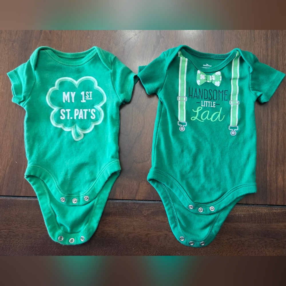 Green St. Patrick's Day Baby Onsies 0-3m